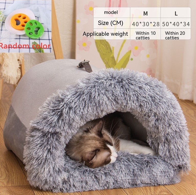 WhiskerWash CozySplice™ Travel Nest – Autumn & Winter Pet Bed