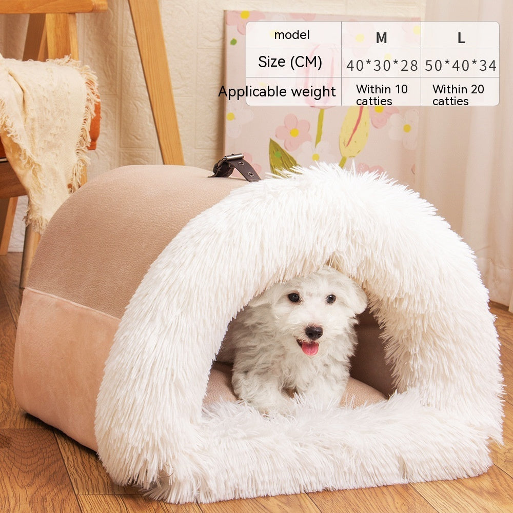 WhiskerWash CozySplice™ Travel Nest – Autumn & Winter Pet Bed
