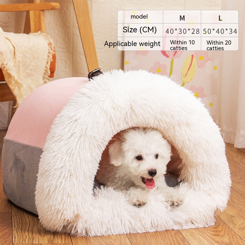 WhiskerWash CozySplice™ Travel Nest – Autumn & Winter Pet Bed