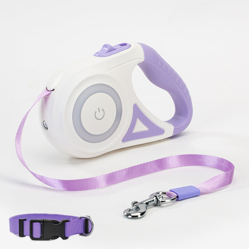 WhiskerWash GlowTrax Retractable Leash
— Automatic, LED-Spotlight Pet Leash for Small to Medium Dogs & Cats