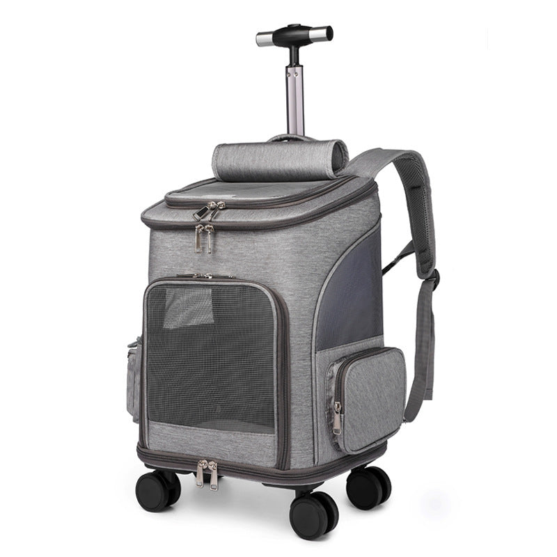 WhiskerWash TravelRoller™ Pet Backpack with Wheels
- Foldable Trolley Bag for Cats & Small Dogs – Portable & Airline-Friendly