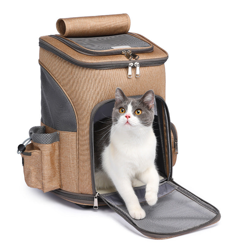WhiskerWash TravelRoller™ Pet Backpack with Wheels
- Foldable Trolley Bag for Cats & Small Dogs – Portable & Airline-Friendly