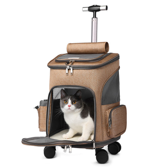 WhiskerWash TravelRoller™ Pet Backpack with Wheels
- Foldable Trolley Bag for Cats & Small Dogs – Portable & Airline-Friendly