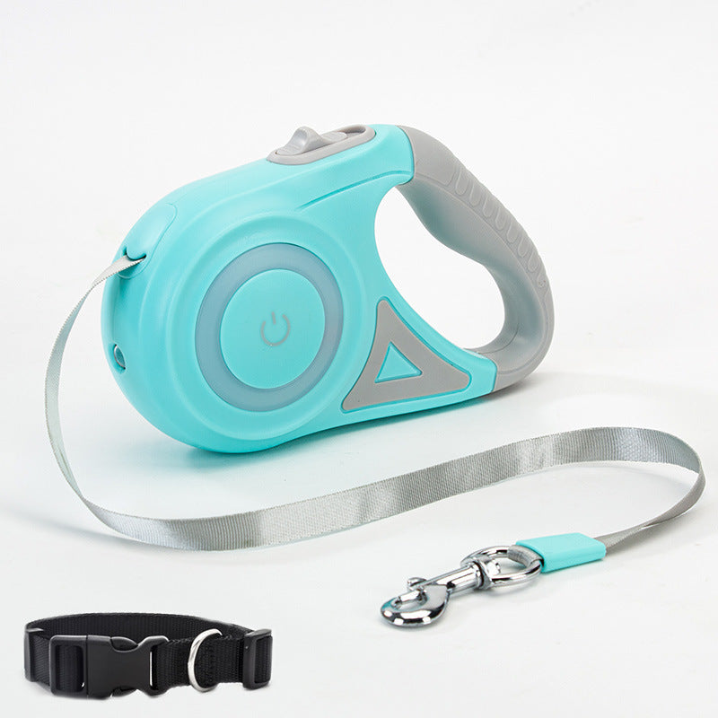 WhiskerWash GlowTrax Retractable Leash 
— Automatic, LED-Spotlight Pet Leash for Small to Medium Dogs & Cats