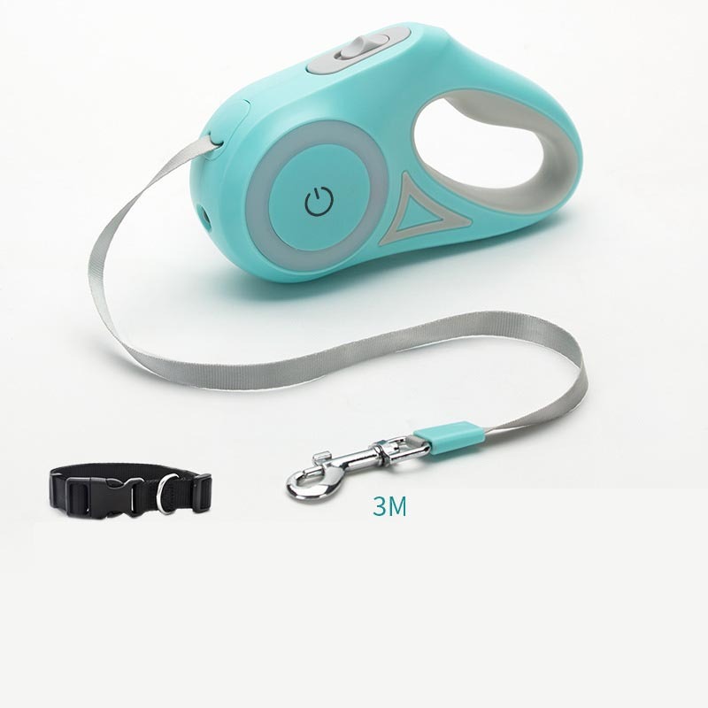 WhiskerWash GlowTrax Retractable Leash 
— Automatic, LED-Spotlight Pet Leash for Small to Medium Dogs & Cats