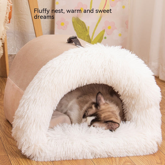 WhiskerWash CozySplice™ Travel Nest – Autumn & Winter Pet Bed