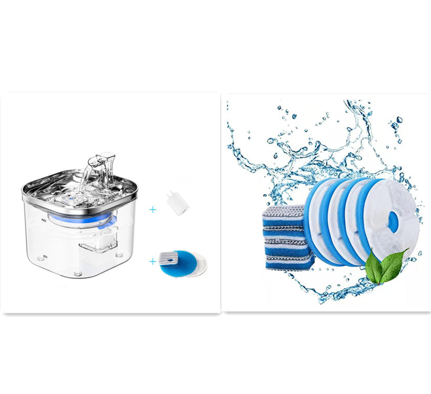 WhiskerWash AquaFlow™ – Stainless Steel Smart Pet Water Fountain