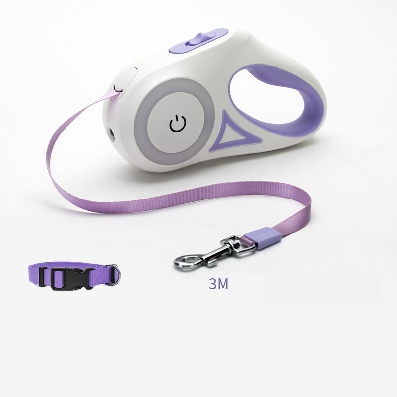 WhiskerWash GlowTrax Retractable Leash 
— Automatic, LED-Spotlight Pet Leash for Small to Medium Dogs & Cats