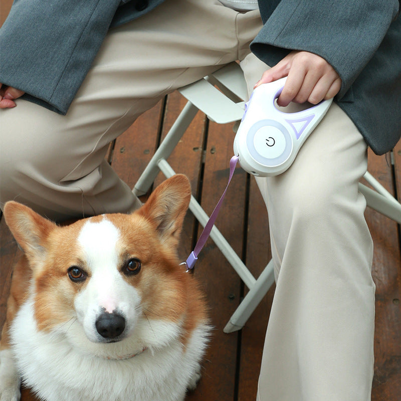 WhiskerWash GlowTrax Retractable Leash 
— Automatic, LED-Spotlight Pet Leash for Small to Medium Dogs & Cats