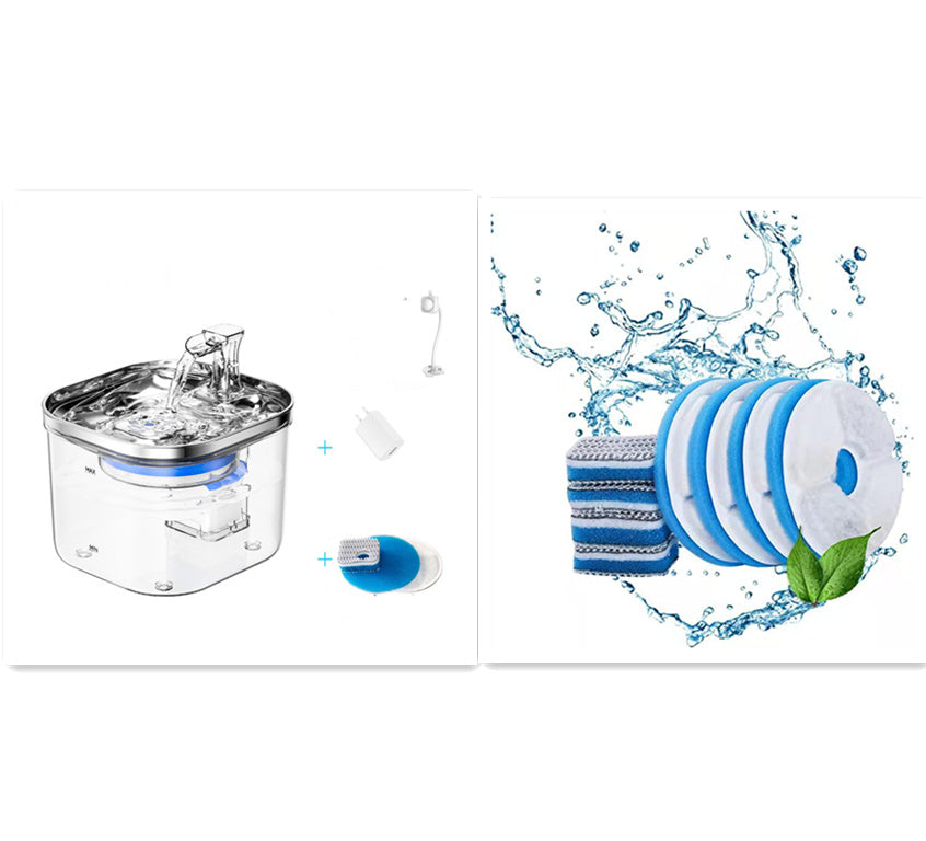 WhiskerWash AquaFlow™ – Stainless Steel Smart Pet Water Fountain