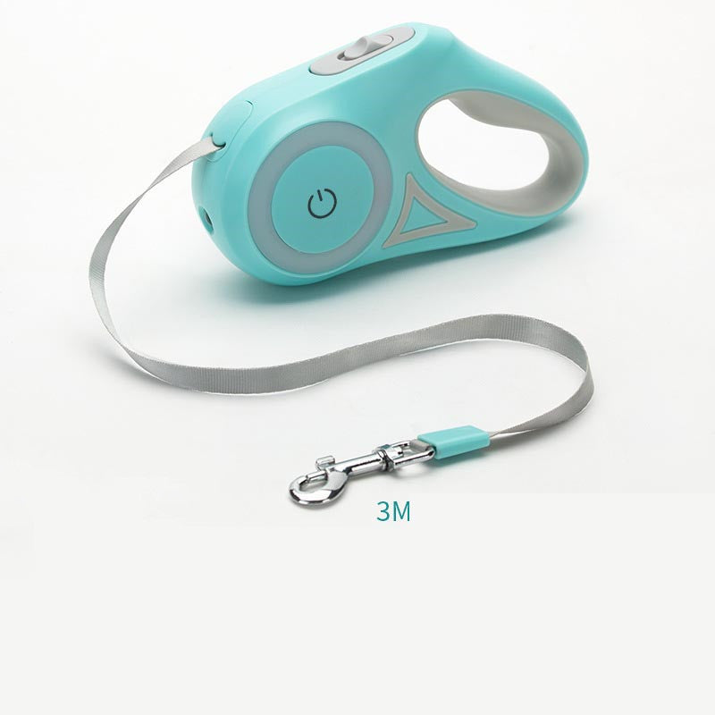 WhiskerWash GlowTrax Retractable Leash 
— Automatic, LED-Spotlight Pet Leash for Small to Medium Dogs & Cats