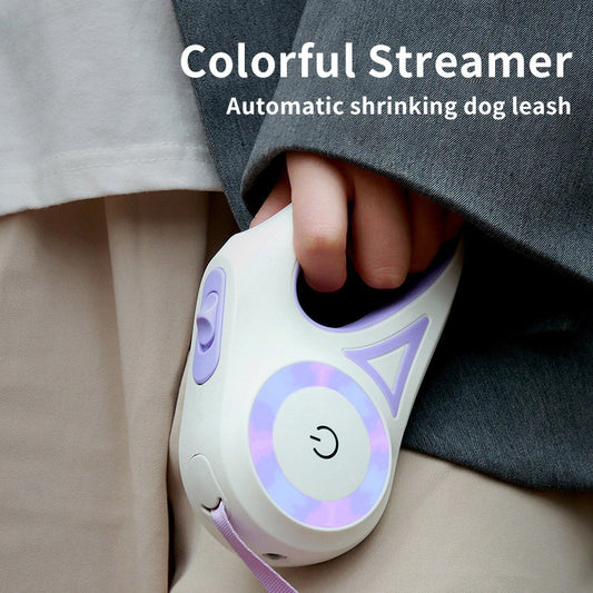 WhiskerWash GlowTrax Retractable Leash 
— Automatic, LED-Spotlight Pet Leash for Small to Medium Dogs & Cats