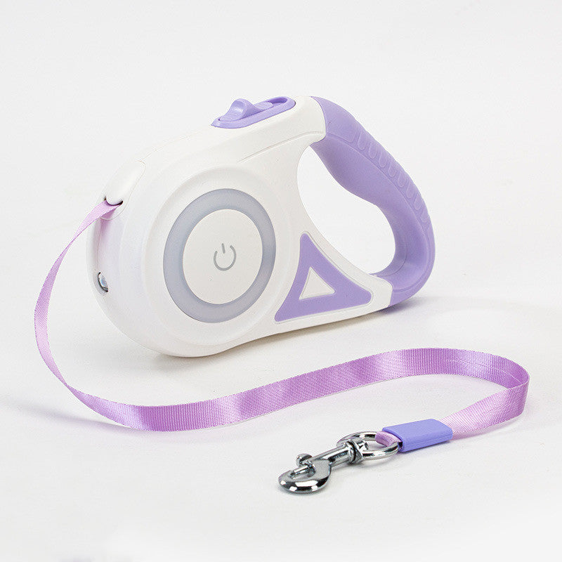 WhiskerWash GlowTrax Retractable Leash 
— Automatic, LED-Spotlight Pet Leash for Small to Medium Dogs & Cats